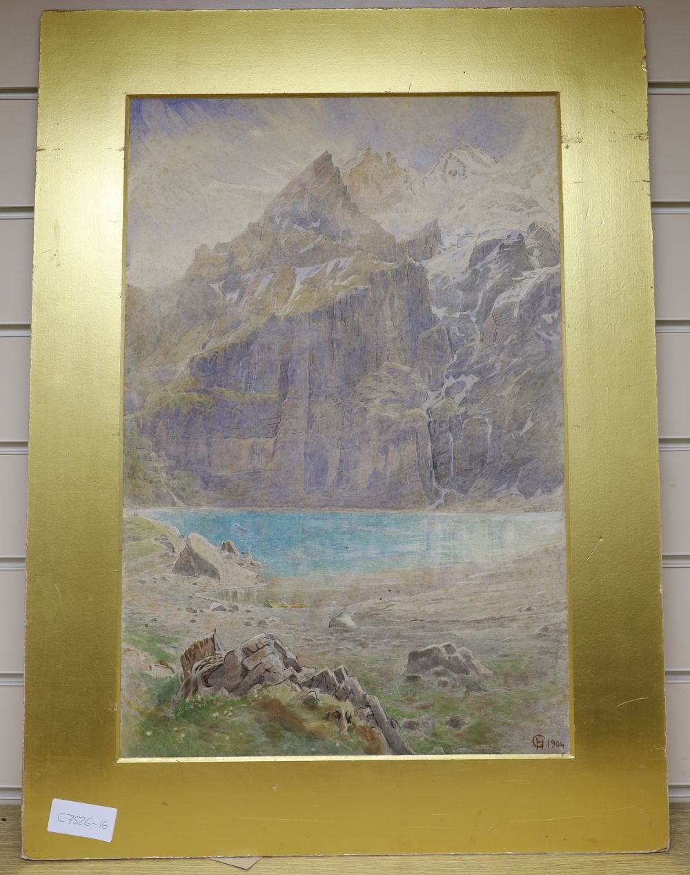 Harry Goodwin, watercolour, Mountain lake, monogrammed and dated 1904, 53 x 36cm, unframed
